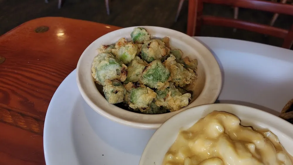 Fried Okra and Mac and Cheese